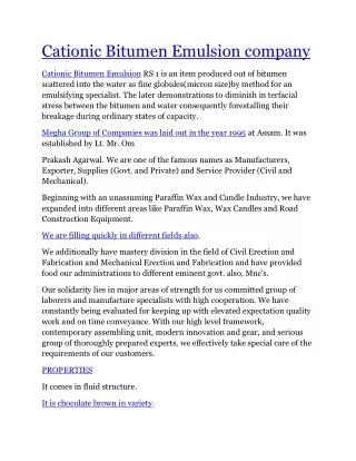 cationic bitumen emulsion company