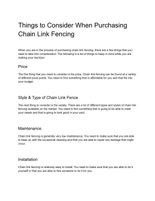 things to consider when purchasing chain link