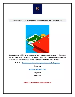 E-commerce Store Management Service In Singapore | Shopport.co