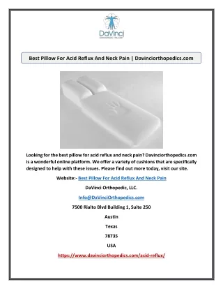 Best Pillow For Acid Reflux And Neck Pain | Davinciorthopedics.com