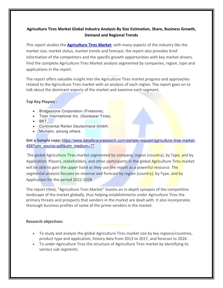 agriculture tires market global industry analysis