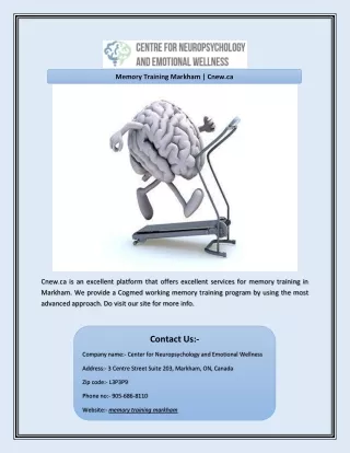 memory training markham cnew ca