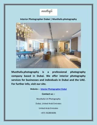 Interior Photographer Dubai | Musthafa.photography