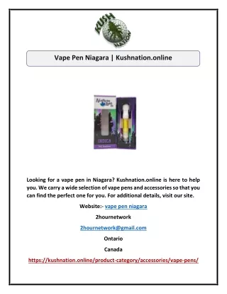 Vape Pen Niagara | Kushnation.online