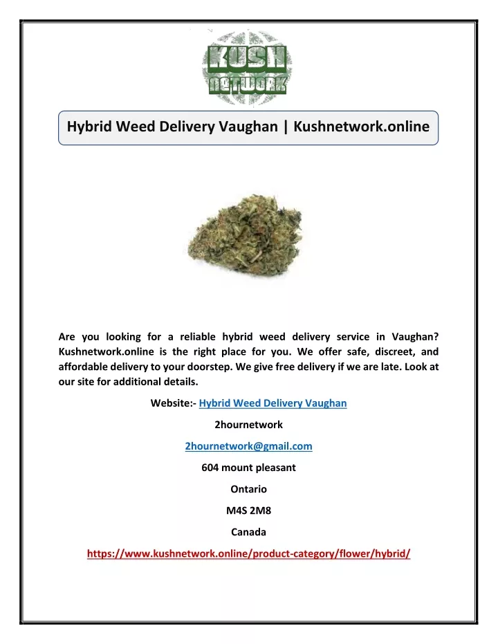 hybrid weed delivery vaughan kushnetwork online