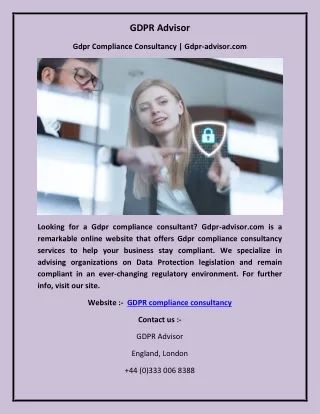 Gdpr Compliance Consultancy | Gdpr-advisor.com