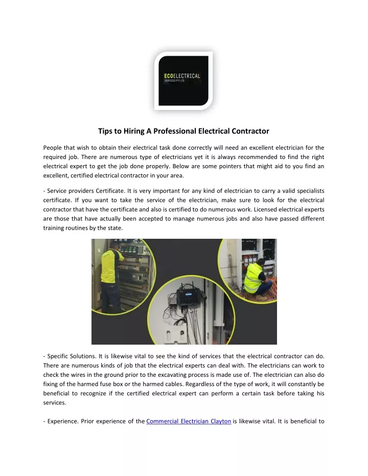 tips to hiring a professional electrical