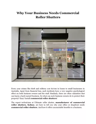 Why Your Business Needs Commercial Roller Shutters