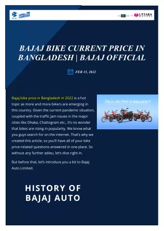 Bajaj Bike Current Price in Bangladesh