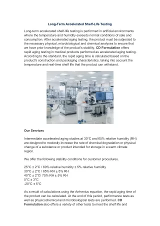long term accelerated shelf life testing