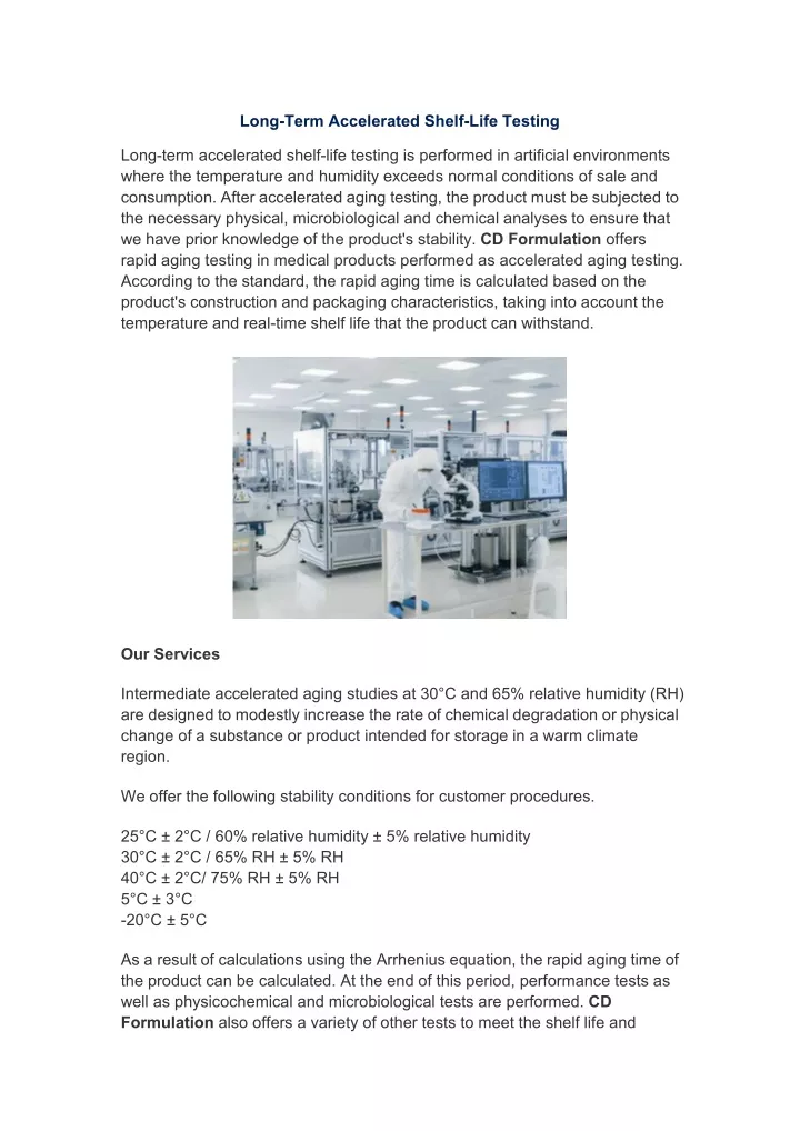 long term accelerated shelf life testing