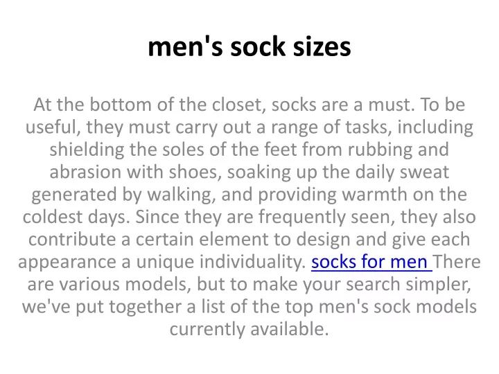 men s sock sizes