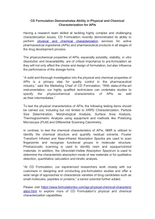 cd formulation demonstrates ability in physical