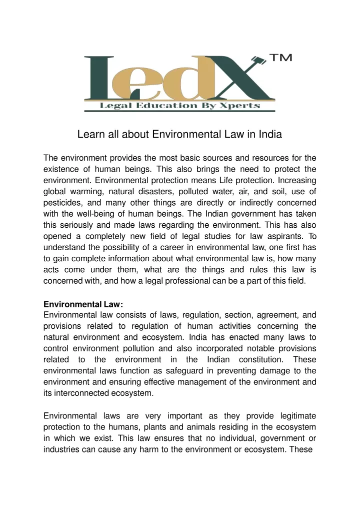 learn all about environmental law in india
