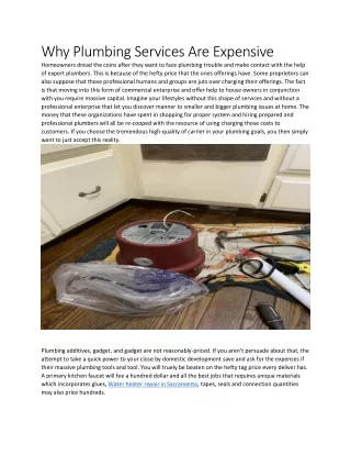 Why Plumbing Services Are Expensive