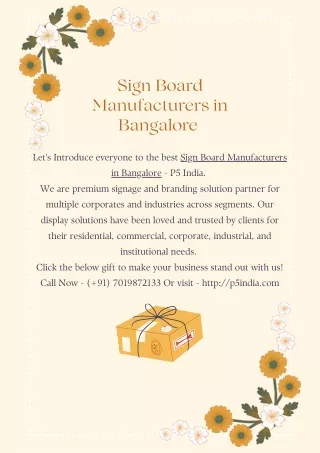 Sign Board Manufacturers in Bangalore  P5 India