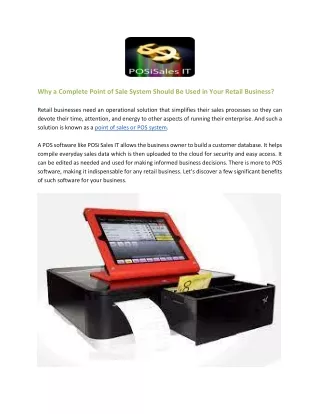 Why a Complete Point of Sale System Should Be Used in Your Retail Business