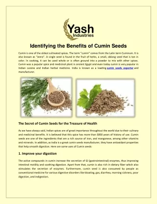 identifying the benefits of cumin seeds