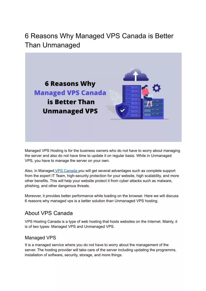 6 reasons why managed vps canada is better than