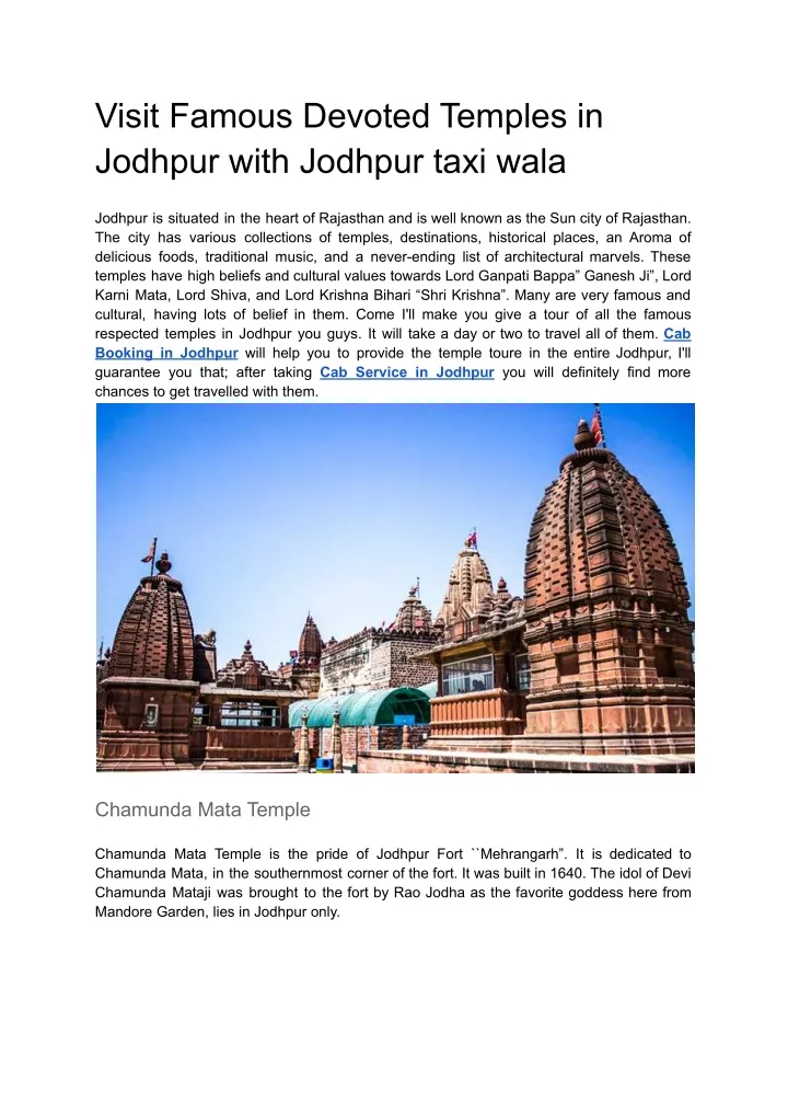 visit famous devoted temples in jodhpur with