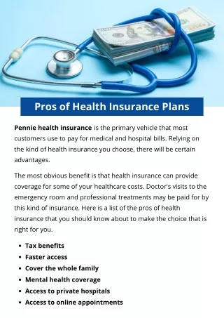 Pros of Health Insurance Plans