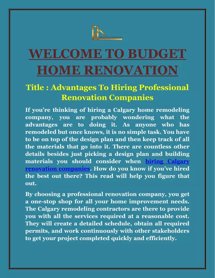 welcome to budget home renovation