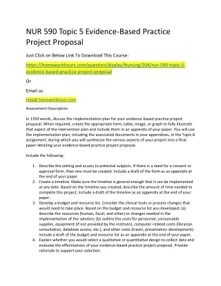 nur 590 topic 5 evidence based practice project