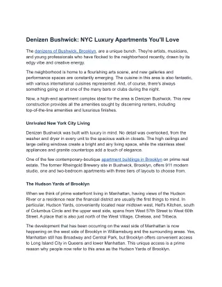 Denizen Bushwick: NYC Luxury Apartments You'll Love