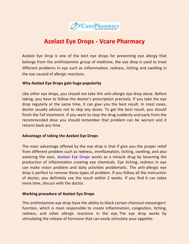 azelast eye drops vcare pharmacy