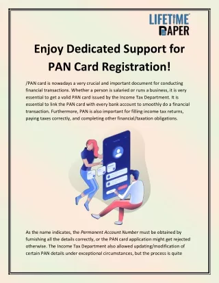 enjoy dedicated support for pan card registration