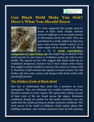 Can Black Mold Make You Sick? Here’s What You Should Know