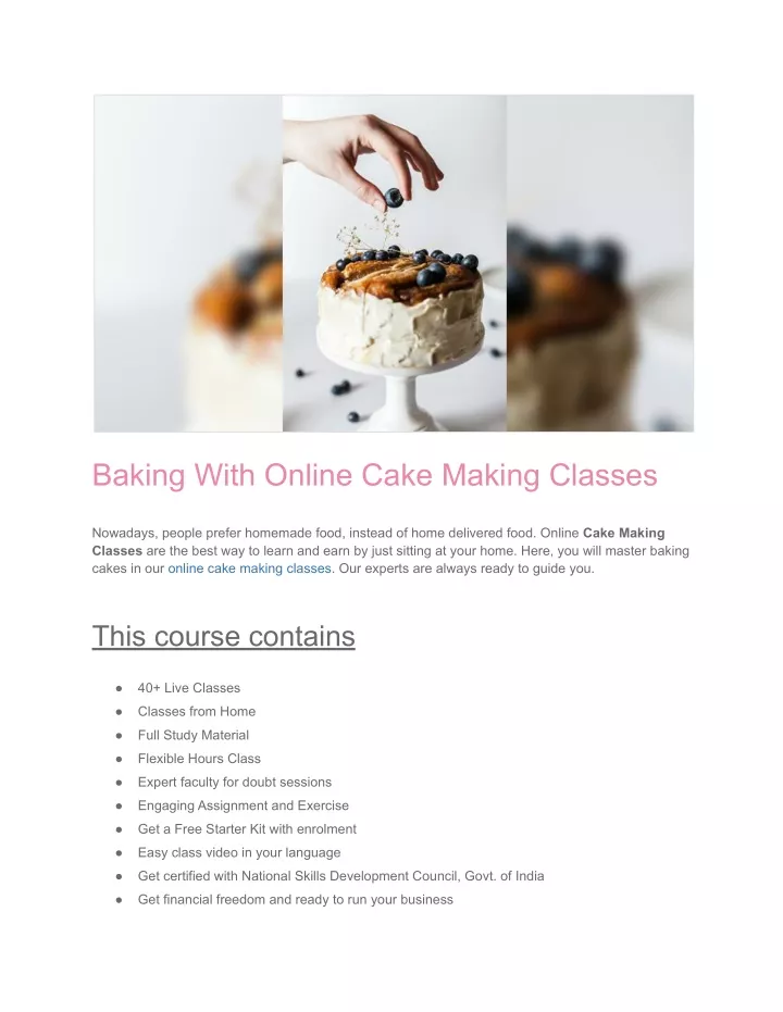 baking with online cake making classes