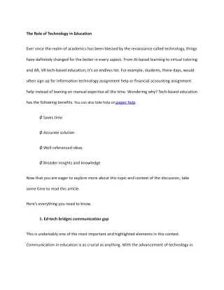 the role of technology in education