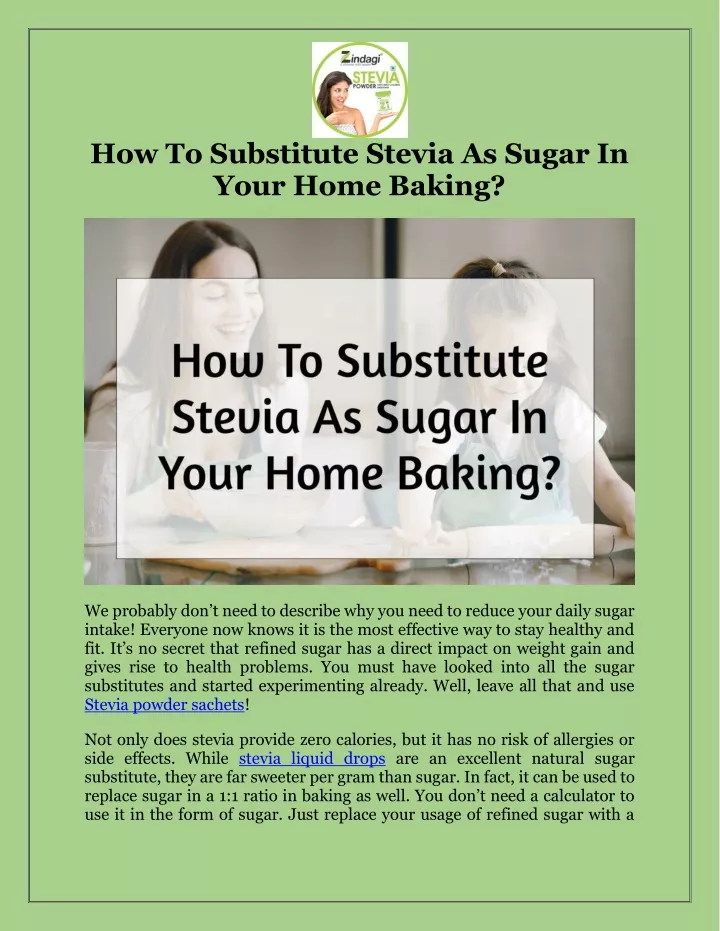 how to substitute stevia as sugar in your home