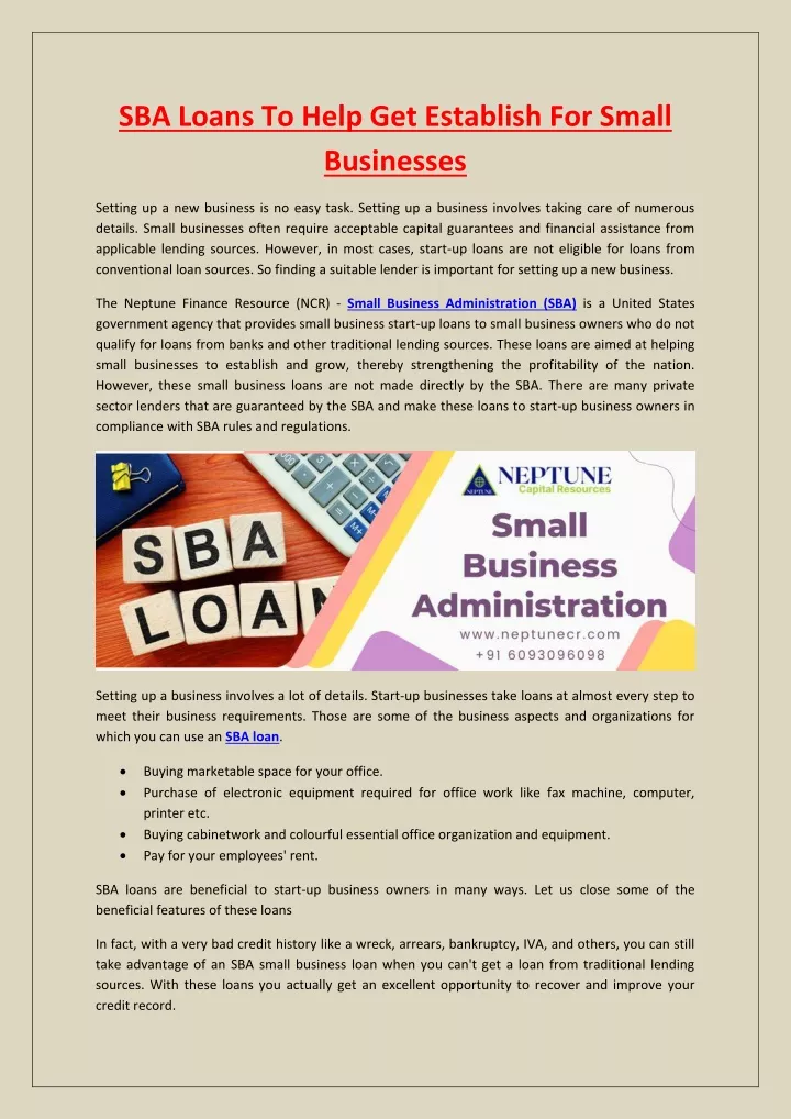 sba loans to help get establish for small