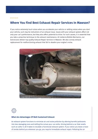Exhaust Repair Services In Mawson