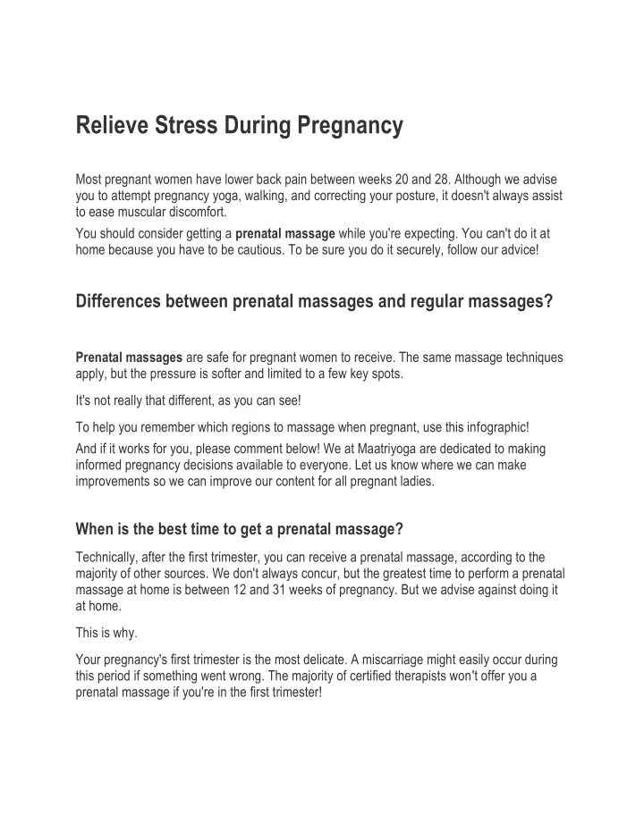 relieve stress during pregnancy