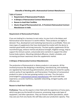 3 benefits of working with a nutraceutical