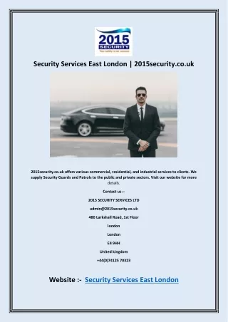 Security Services East London | 2015security.co.uk
