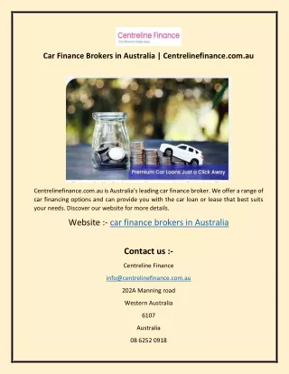 Car Finance Brokers in Australia  Centrelinefinance