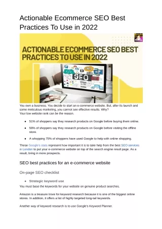 actionable ecommerce seo best practices