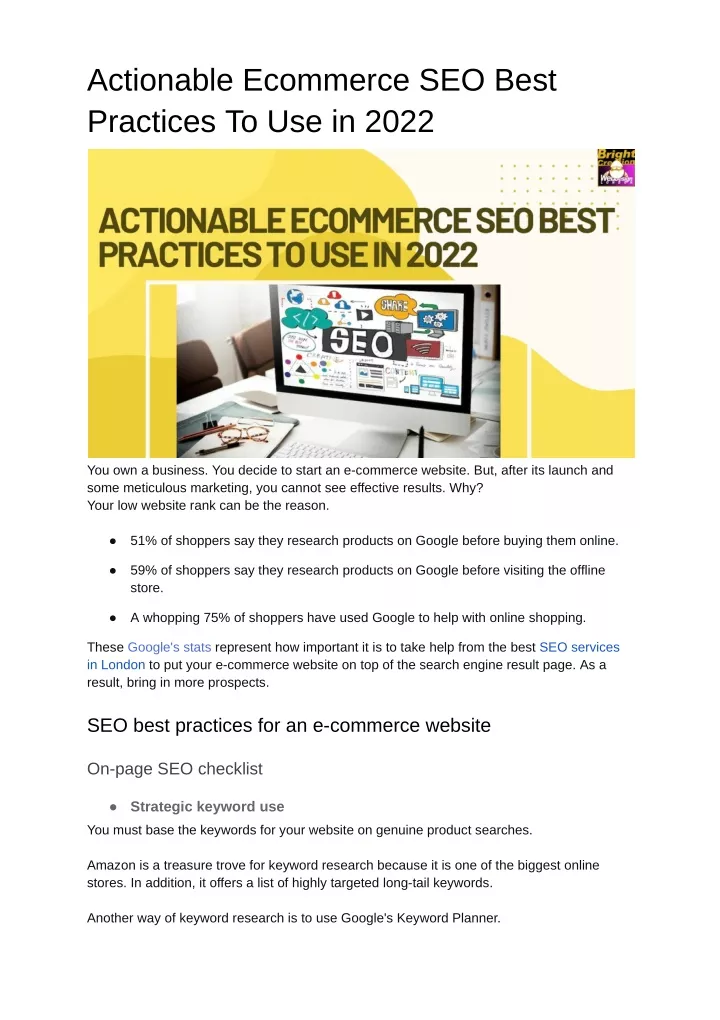 actionable ecommerce seo best practices