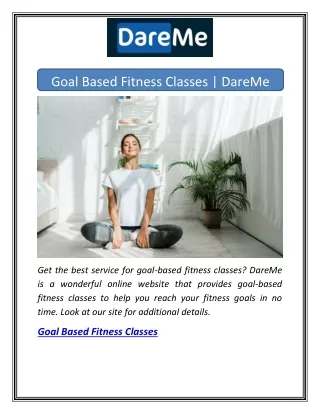 Goal Based Fitness Classes | DareMe