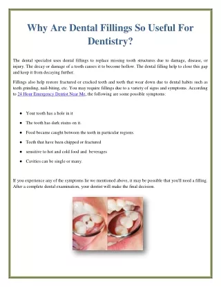 why are dental fillings so useful for dentistry