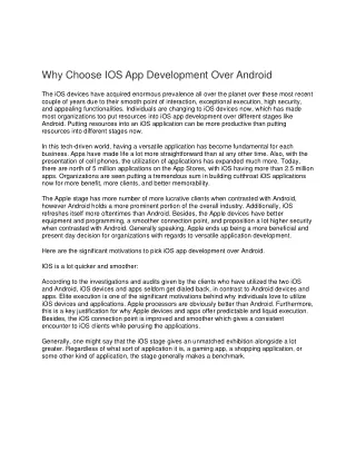 Why Choose IOS App Development Over Android