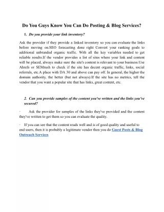 Do You Guys Know You Can Do Posting & Blog Services