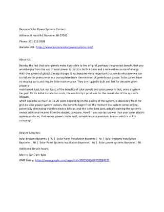 bayonne solar power systems contact address