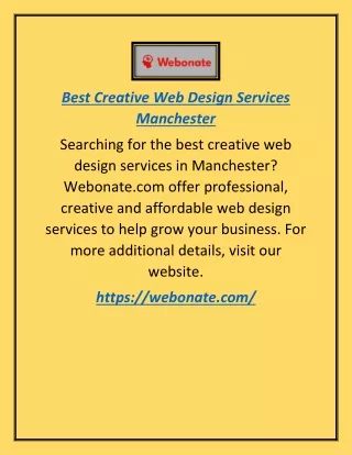 Best Creative Web Design Services Manchester | Webonate.com