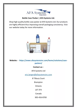 bottle case packer afa systems ltd