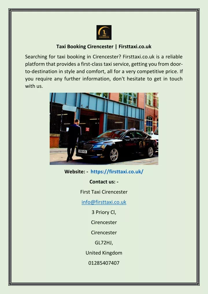 taxi booking cirencester firsttaxi co uk